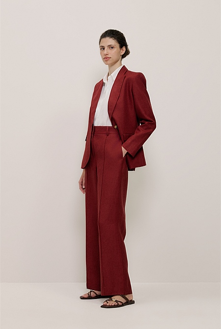 Linen Twill Pintucked Wide Leg Pant Linen Twill Pintucked Wide Leg Pant