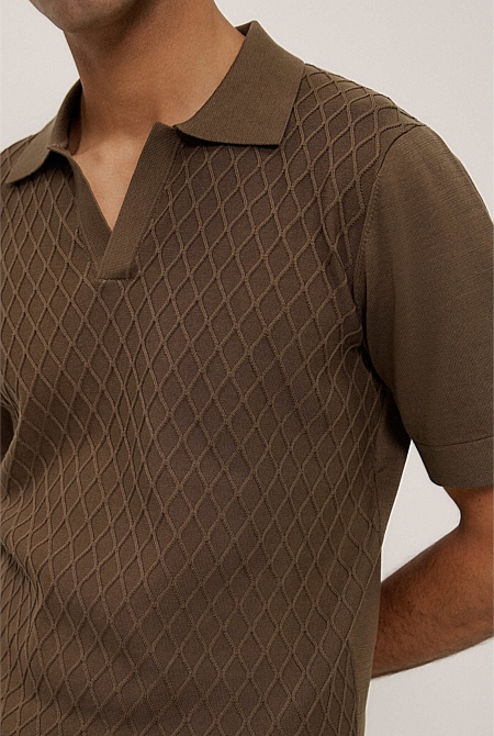 Mercerised Diamond Knit Polo Mercerised Diamond Knit Polo