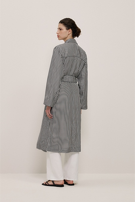 Gingham Lightweight Trench Coat Gingham Lightweight Trench Coat