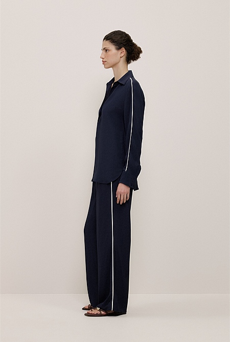 Piping Detail Long Sleeve Shirt Piping Detail Long Sleeve Shirt