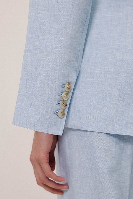 Yarn Dyed Linen Double Breasted Blazer Yarn Dyed Linen Double Breasted Blazer