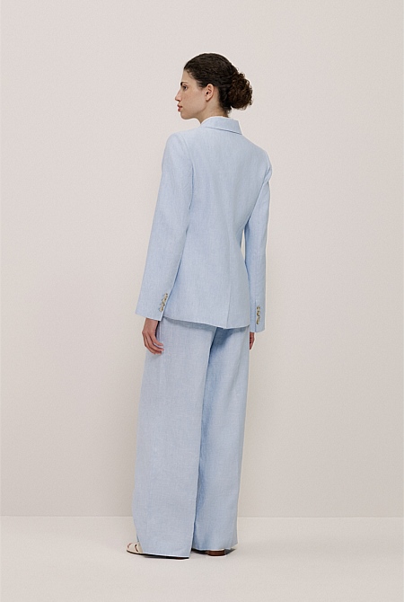 Yarn Dyed Linen Double Breasted Blazer Yarn Dyed Linen Double Breasted Blazer