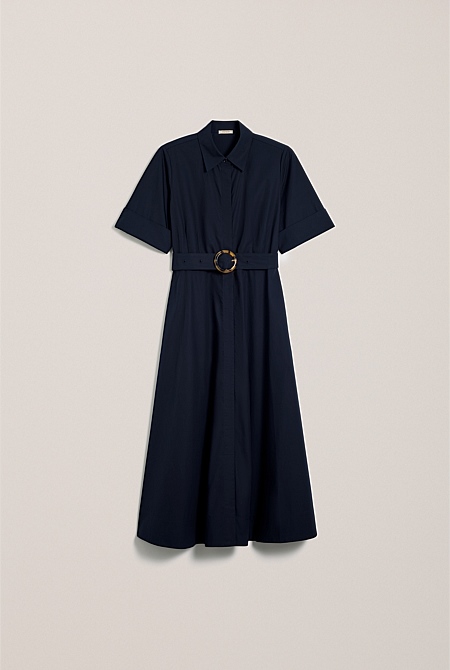 Poplin Pleat Detail Short Sleeve Dress Poplin Pleat Detail Short Sleeve Dress
