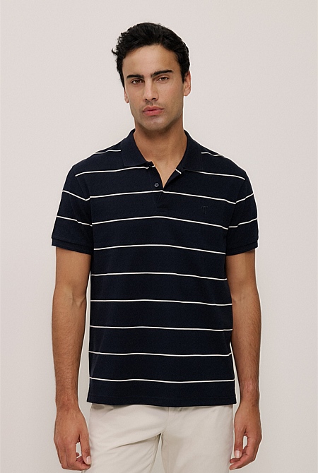 Pique Stripe Monogram Polo Pique Stripe Monogram Polo