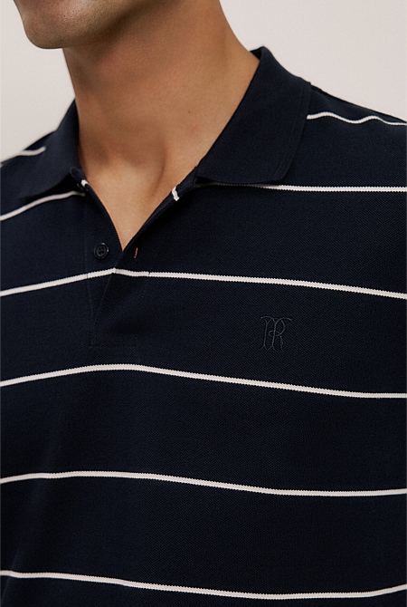 Pique Stripe Monogram Polo Pique Stripe Monogram Polo
