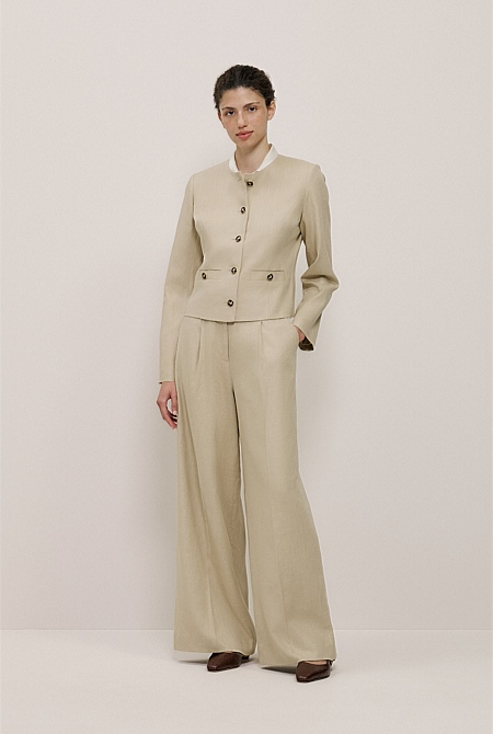 Textured Collarless Jacket Textured Collarless Jacket
