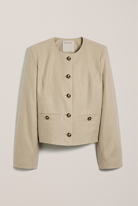 Textured Collarless Jacket Textured Collarless Jacket