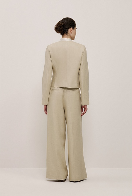 Textured Collarless Jacket Textured Collarless Jacket
