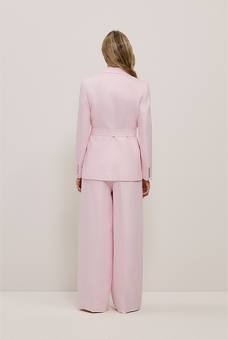 Linen Herringbone Belted Jacket Linen Herringbone Belted Jacket