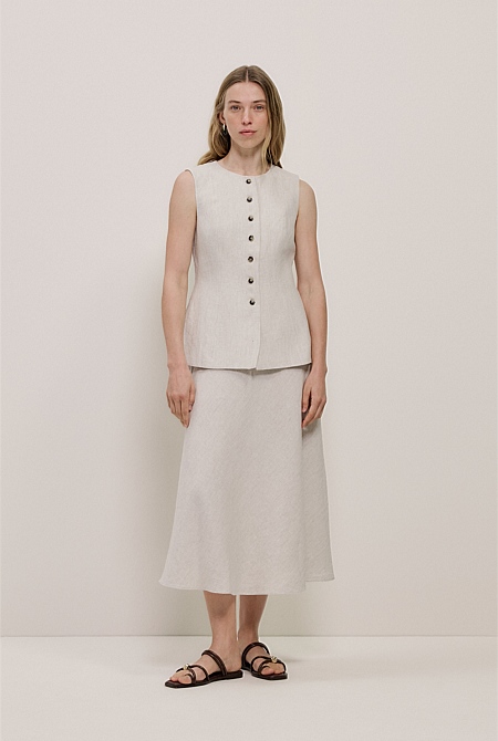 Yarn Dyed Linen Bias Slip Skirt Yarn Dyed Linen Bias Slip Skirt