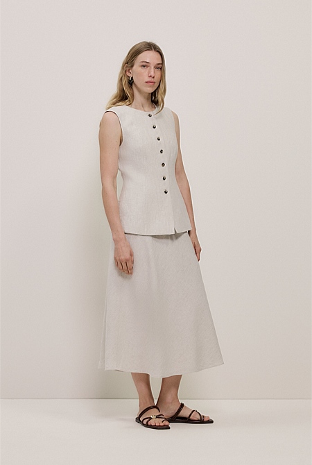 Yarn Dyed Linen Bias Slip Skirt Yarn Dyed Linen Bias Slip Skirt