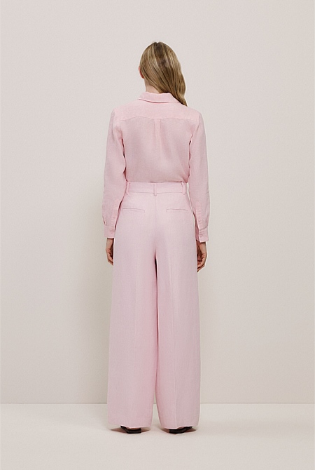 Linen Herringbone Pleat Front Pant Linen Herringbone Pleat Front Pant
