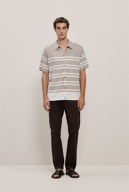 Cotton Linen Stripe Knit Shirt Cotton Linen Stripe Knit Shirt