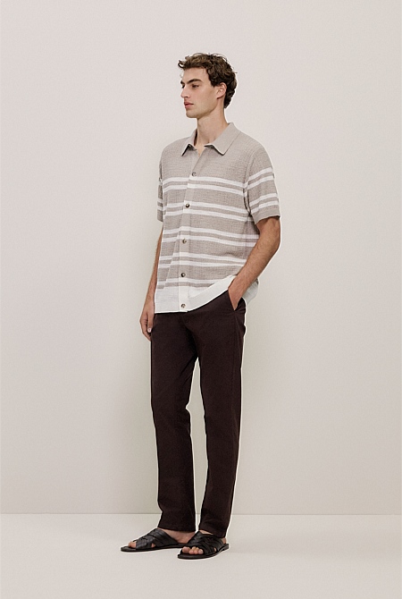 Cotton Linen Stripe Knit Shirt Cotton Linen Stripe Knit Shirt