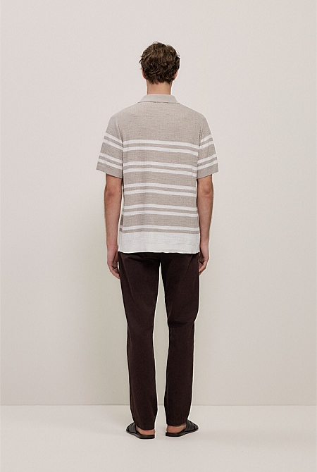 Cotton Linen Stripe Knit Shirt Cotton Linen Stripe Knit Shirt