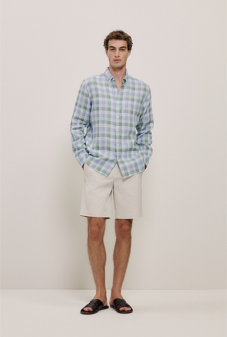 Regular Fit Yarn Dyed Linen Check Shirt Regular Fit Yarn Dyed Linen Check Shirt