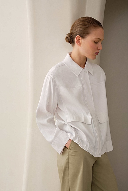 Linen Blend Panel Detail Jacket Linen Blend Panel Detail Jacket