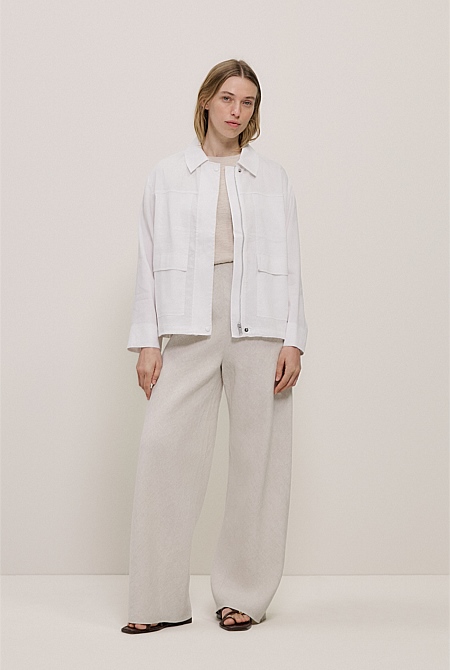 Linen Blend Panel Detail Jacket Linen Blend Panel Detail Jacket