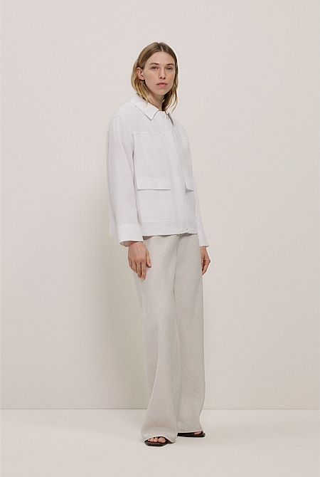 Linen Blend Panel Detail Jacket Linen Blend Panel Detail Jacket
