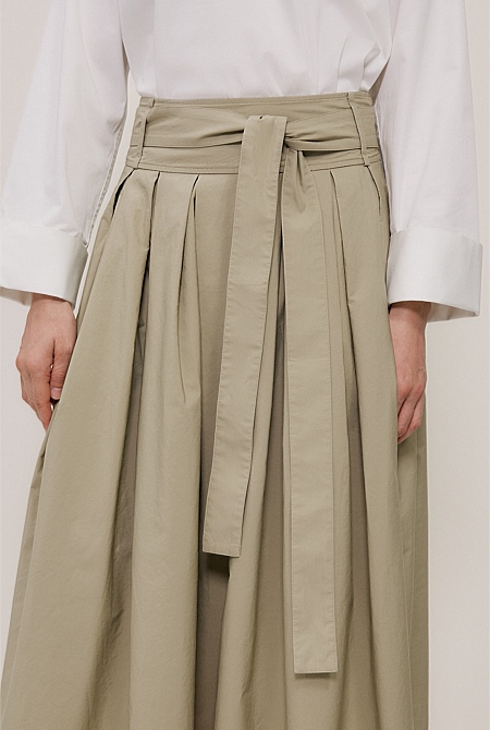 Poplin Pleated Midi Skirt Poplin Pleated Midi Skirt