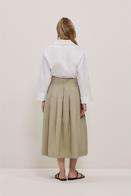 Poplin Pleated Midi Skirt Poplin Pleated Midi Skirt