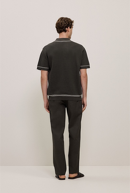 Textured Cotton Tipped Knit Polo Textured Cotton Tipped Knit Polo