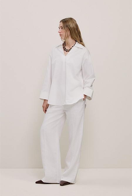 Poplin Relaxed Longline Shirt Poplin Relaxed Longline Shirt