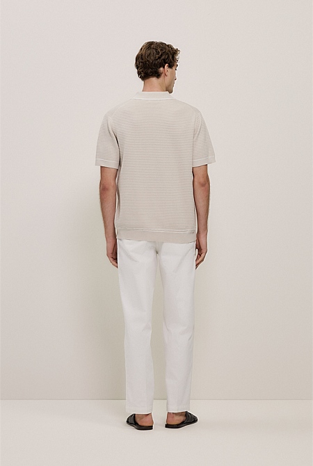 Textured Cotton Tipped Knit Polo Textured Cotton Tipped Knit Polo