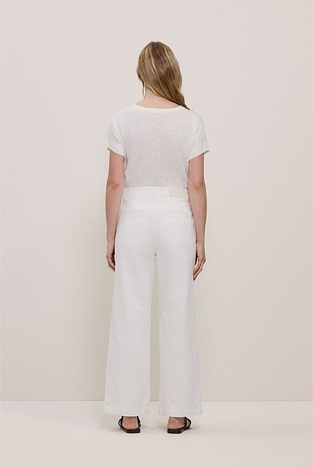 Australian Cotton Blend Denim High Rise Tailored Pant Australian Cotton Blend Denim High Rise Tailored Pant
