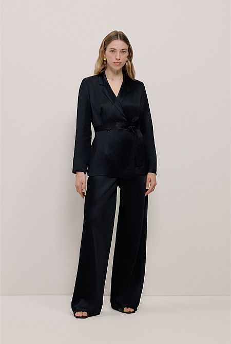 Satin Relaxed Tailored Jacket Satin Relaxed Tailored Jacket