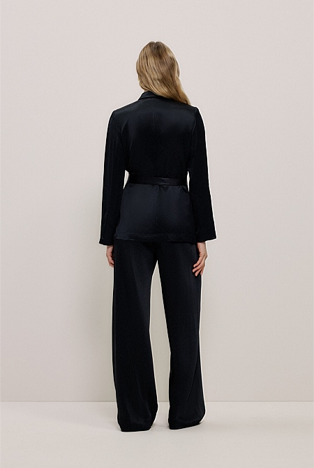 Satin Relaxed Tailored Jacket Satin Relaxed Tailored Jacket