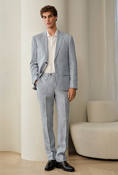 Textured Linen Straight Leg Trouser Textured Linen Straight Leg Trouser