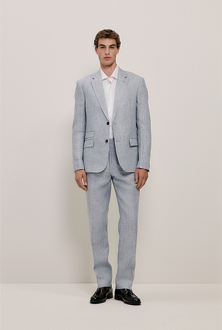 Textured Linen Straight Leg Trouser Textured Linen Straight Leg Trouser