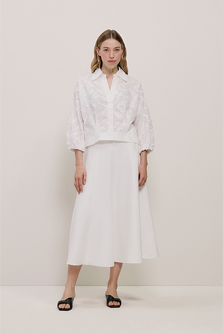 Embroidered Feather Detail Shirt Embroidered Feather Detail Shirt