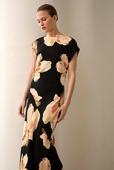 Caelia Draped Bias Dress Caelia Draped Bias Dress