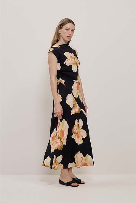 Caelia Draped Bias Dress Caelia Draped Bias Dress