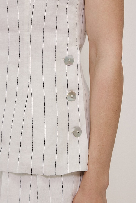 Linen Pinstripe Sleeveless Top Linen Pinstripe Sleeveless Top
