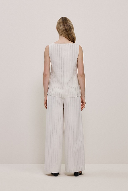 Linen Pinstripe Sleeveless Top Linen Pinstripe Sleeveless Top