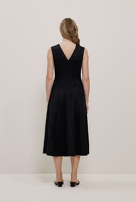 Linen Panel Detail Sleeveless Dress Linen Panel Detail Sleeveless Dress