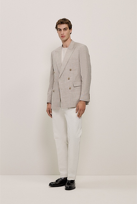 Textured Wool Blend Double Breasted Blazer Textured Wool Blend Double Breasted Blazer