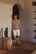 Cotton Rib Knit Long Sleeve Polo