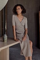 Merino Blend Wrap Knit Dress