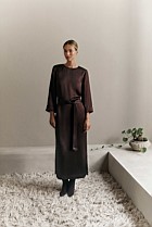 Satin Belted Column Dress
