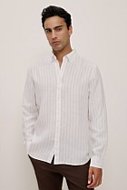 Regular Fit Delave Linen Fine Stripe Shirt