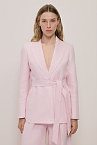 Linen Herringbone Belted Jacket
