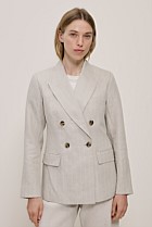 Linen Stripe Double Breasted Blazer