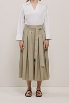 Poplin Pleated Midi Skirt