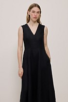 Linen Panel Detail Sleeveless Dress