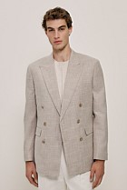 Textured Wool Blend Double Breasted Blazer