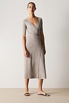 Merino Blend Wrap Knit Dress